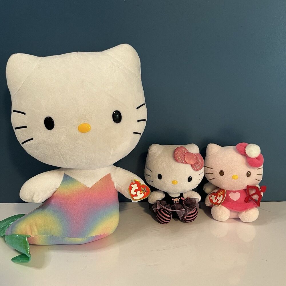 TY Sanrio Hello Kitty Plush Lot Of 3 Stuffed Animals Stuffies No Bow *READ